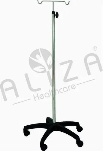 Saline Stand Plastic Base SS Pipe
